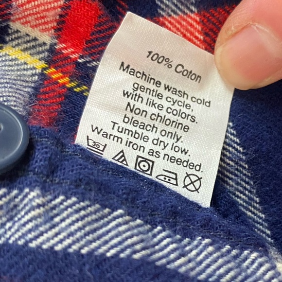 J. Crew Flannel Navy/Red Plaid Long Sleeve Button Up  Size L - Picture 4 of 4